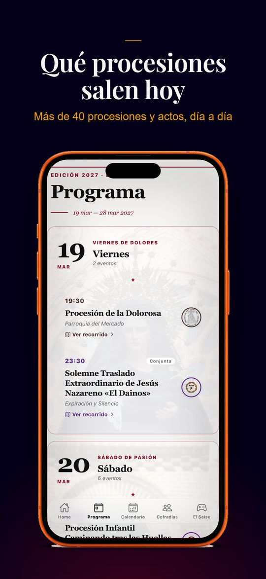 El programa del día en la app
